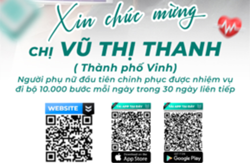 CHÚC MỪNG – CHỊ VŨ THỊ THANH HOÀN THÀNH NHIỆM VỤ 10.000 BƯỚC MỖI NGÀY